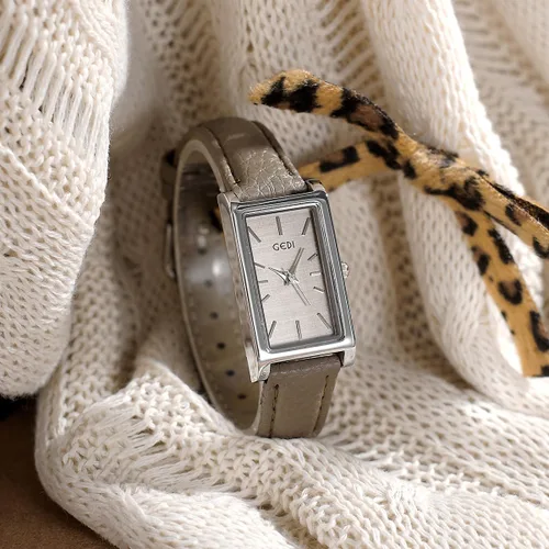 Vista 4 de FANMIS Reloj de pulsera rectangular vintage para mujer, reloj de cuarzo analógico para mujer, ultrafino, reloj de pulsera para mujer, reloj