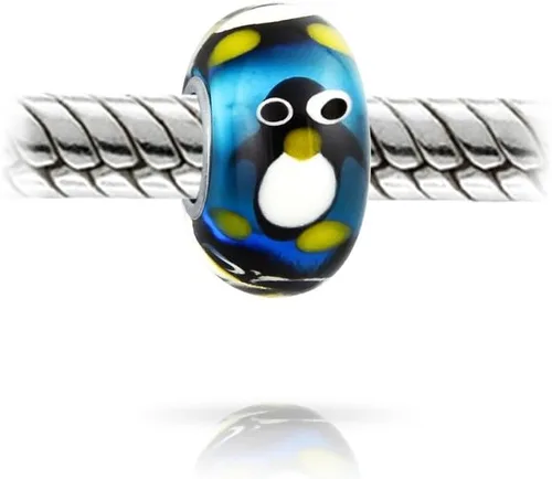 Vista 2 de Colorful Murano Glass Holiday Christmas Flower Poinsettia Candy Cane Santa Claus Penguin Snowman Snowflake Reindeer Bead Charm For Women For Teen
