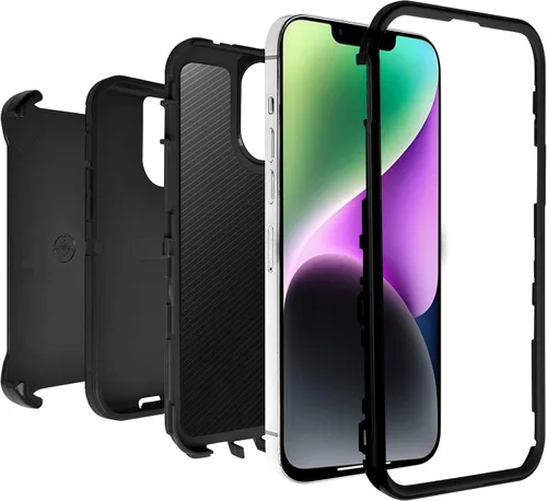 Vista 3 de Funda con clip para cinturón compatible con iPhone 14 (6.1 pulgadas), resistente contra caídas, protección contra golpes, a prueba de polvo