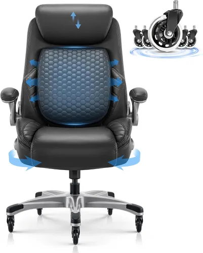 Vista 9 de COLAMY Silla de escritorio ergonómica de oficina con respaldo alto ejecutivo, soporte lumbar emergente, ruedas mejoradas, reposacabezas ajustable