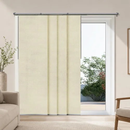 Vista 17 de CHICOLOGY Elegantes Persianas Verticales Transparentes Blancas para el Hogar, Ventanas Interiores Grandes, Puerta Corrediza, Patio (78" An x 84" Al)