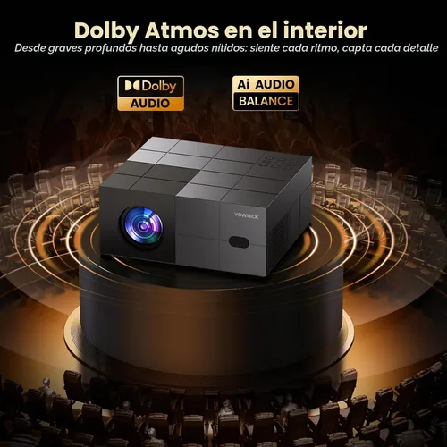 Vista 4 de Proyector para exteriores con WiFi y Bluetooth, 1500 ANSI/Compatible con Netflix Dolby Audio Smart Projector, proyector de película 4K para cine