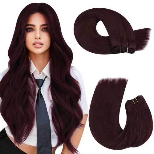 Vista 82 de Moresoo Extensiones de cabello humano real para coser, color negro natural