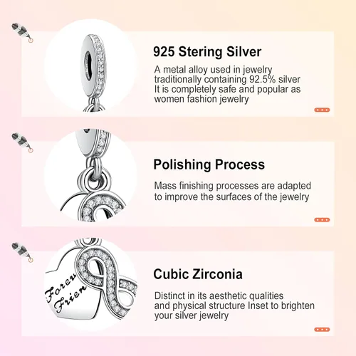 Vista 4 de Annmors Dijes de joyería de animales para mujer, plata de ley 925, colgante con circonita cúbica, cuentas de joyería para niñas, regalos