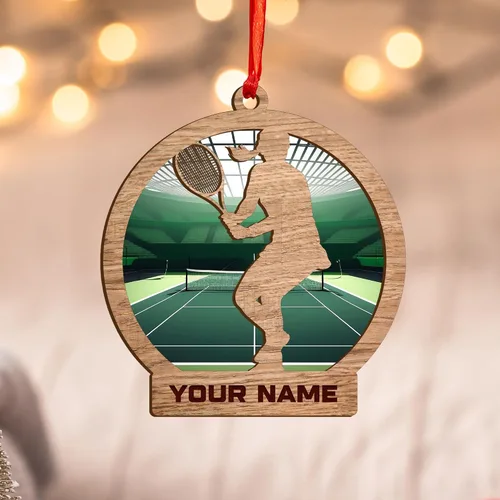 Vista 15 de Adorno plano acrílico personalizado para niña, jugador de tenis, regalo para amantes del tenis, jugador de tenis, adorno de Navidad para árbol de Tn1