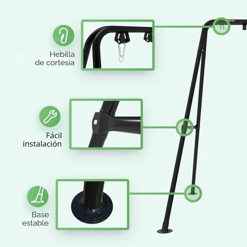 Vista 4 de G TALECO GEAR Soporte para silla de hamaca, soporte de hamaca multiusos de acero resistente de 300 libras para interiores y exteriores, silla Negro