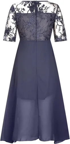 Vista 3 de lcyhony Elegante vestido de fiesta de noche con cuello en V y manga larga para mujer, vestido de dama de honor, vestido fruncido suelto con capas