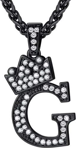 Vista 36 de U7 Crown Initial Number Necklace for Men Women A-Z Letter Pendant Chain a. Oro