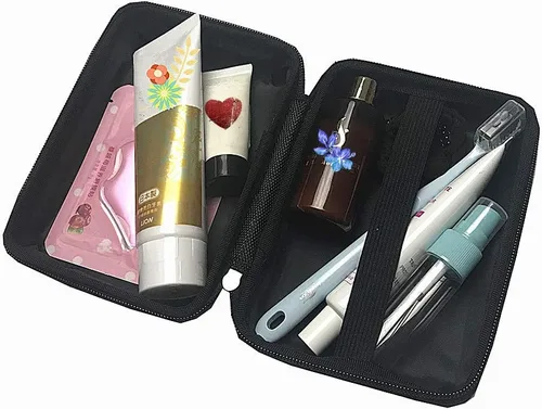 Vista 4 de Neceser de maquillaje con cremallera rígida y duradero, resistente a los golpes, para mujer, estuche Cosmático, impermeable, almacenamiento al aire