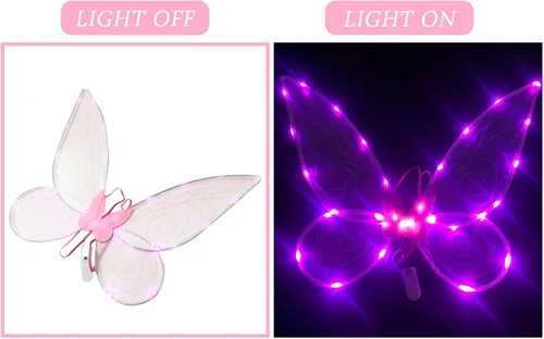Vista 3 de Disfraces de Halloween para mujeres o niñas diseño de brillantes alas de mariposa o ángel alas de hada princesa disfraz de fiesta de disfraces