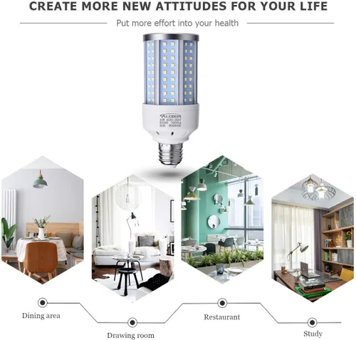 Vista 11 de Bombilla LED de maíz de 30 W (equivalente a 200 W), luz diurna, base estándar E26, paquete de 2