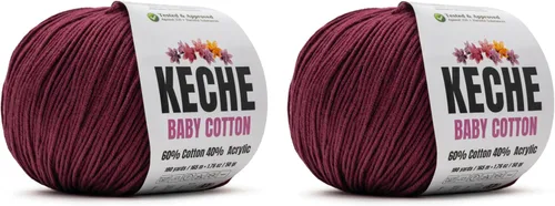 Vista 39 de Keche Hilo de Algodón, 60% Algodón 40% Hilo Acrílico, Hilo de Algodón Suave para Crochet y Tejer, Hilo Amigurumi 1 Madeja/Bola 1.76 Oz (50g) / 180