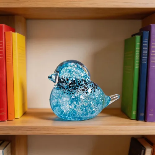 Vista 3 de QFkris Figura de pájaros azules de vidrio soplado hecho a mano de 4", escultura de animales de vidrio artístico, estatua de decoración del hogar