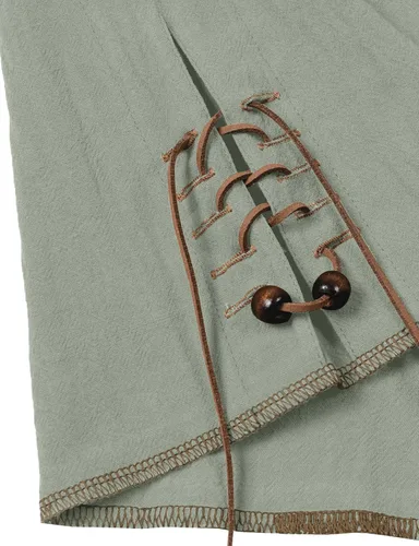 Vista 59 de JEMITOP Men's Pure Cotton Renaissance Lace Up Shirt Verde militar