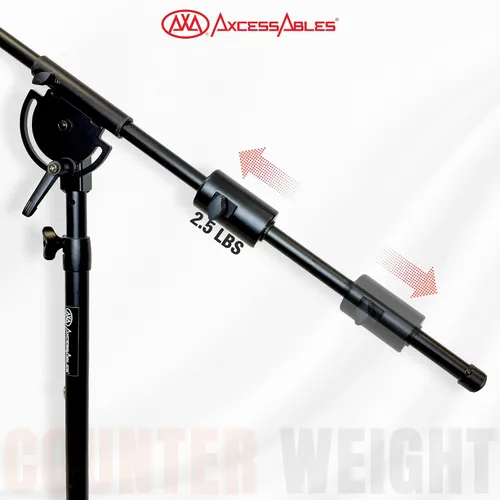 Vista 5 de AxcessAbles AXCMB-T Soporte de micrófono resistente con base de trípode ponderada Soporte de micrófono superior de 80.5 pulgadas de altura