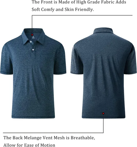 Vista 41 de V VALANCH Polo de golf de manga corta para hombre, estilo casual, con cuello que absorbe la humedad