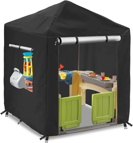 Vista 10 de Funda para casa de juegos para niños al aire libre, cubiertas de casa de juegos resistentes e impermeables de 600D, 142 cm de ancho x 142 cm