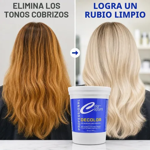 Vista 2 de Blanqueador para el cabello en polvo para blanquear y rayar, grado profesional, fórmula suave, tinte azul, 16 onzas