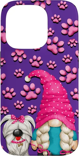 Vista 16 de iPhone 11 - Cosas de gnomo púrpura para mujer, patrón de pata rosa para perro, mamá