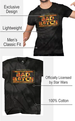 Vista 2 de STAR WARS The Bad Batch Logo Tie Dye - Camiseta gráfica para hombre