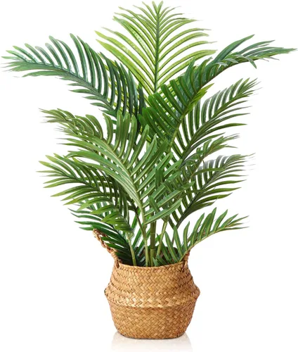 Vista 8 de LOMANTO Planta de palma falsa Majesty, plantas artificiales de 2 pies