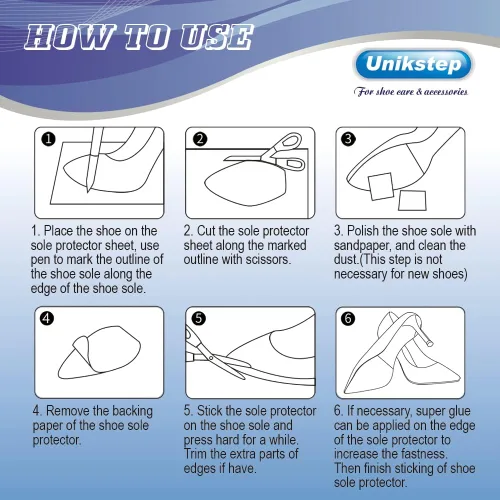 Vista 7 de Unikstep 4 protectores de suela de zapatos, almohadillas antideslizantes para la parte inferior del zapato y el talón, adhesivo autoadhesivo Negro