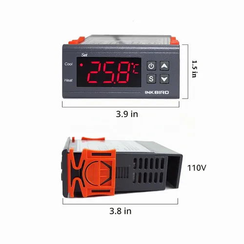 Vista 3 de Inkbird -Controlador digital multiuso de temperatura, termostato en grados Fahrenheit y Centígrados con sensor, 2 relés
