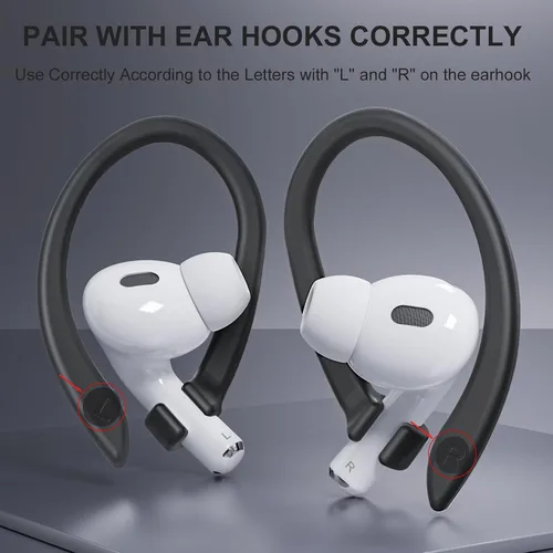 Vista 4 de 2 pares de ganchos para orejas de AirPods para AirPods Pro 2, AirPods Pro, AirPods 4, 3, 2 y 1, ganchos deportivos con clip antideslizantes