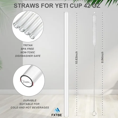 Vista 5 de Pajita para vaso Yeti de 25 y 26 onzas, popotes de repuesto para vaso Yeti de 25 onzas y 26 onzas, accesorios para vasos Rambler, bebida larga