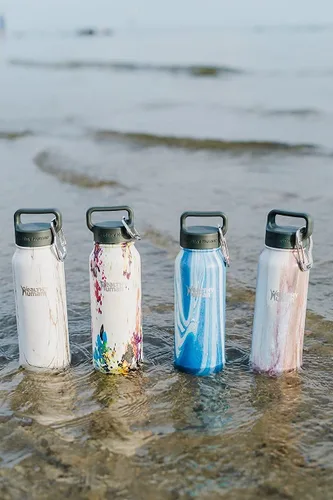 Vista 4 de Botella de agua saludable y humana, sin BPA, para deportes, viajes, de acero inoxidable, aislada