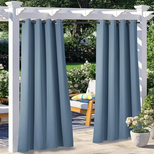 Vista 94 de NICETOWN Cortina para Exteriores para Patio Impermeable de 84 Pulgadas de Ancho, Aislamiento Térmico con Ojales Antioxidantes Bloqueo UV Cortina