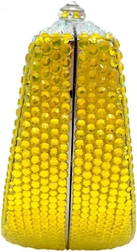 Vista 4 de Bolso de mano con diamantes de imitación brillantes para mujer, con bonito diseño de frutas, para banquetes de graduación, bolso de hombro