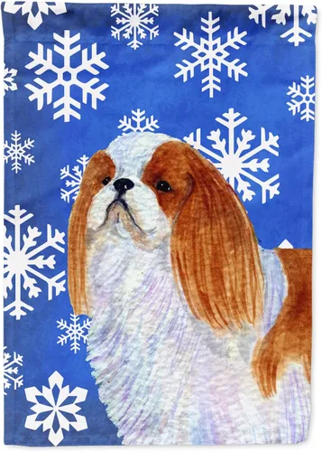 Vista 92 de Caroline's Treasures SC9374GF Bulldog English Snow flakes Holiday Garden Flag Buzón Bandera decorativa para patio exterior, patio, obras de arte