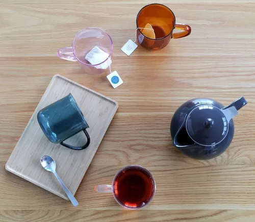 Vista 5 de VIVA Minima Eva - Taza de té de cristal azul con asa, taza grande, 14 oz