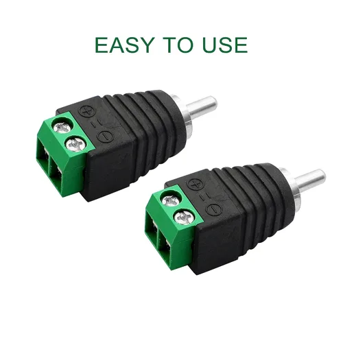 Vista 3 de Adaptador de audio de cable RCA, conector macho Phono RCA a terminal de tornillo AV, conectores de cable de altavoz, adaptador sin soldadura