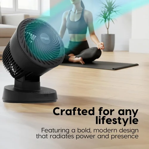Vista 8 de IRIS USA WOOZOO Ventilador circulador de aire con control remoto, oscilante, 3 velocidades, distancia máxima de aire de 56 pies, inclinación Negro