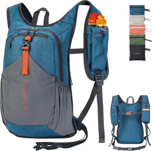 Vista 24 de FIORETTO Mochila de 15L para senderismo para mujeres y hombres, mochila mini plegable, mochila ligera pequeña para acampar, viajar, actividades al