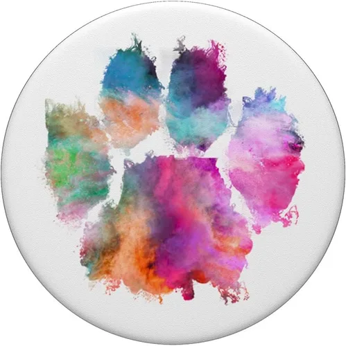 Vista 3 de PopSockets PopSockets PopSockets de perro con estampado de pata de perro rosa y azul abstracto