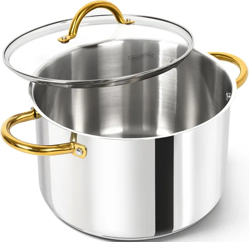 Vista 12 de MICHELANGELO Ollas de Acero Inoxidable - Olla de Inducción de 6 Qt con Tapa, Olla para Caldo de Acero Inoxidable 18/10, Olla de Cocina No Tóxica