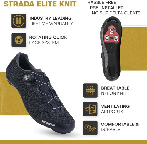 Vista 2 de Tommaso Strada Ready to Ride - Zapatos de ciclismo para hombre con aspecto Delta o SPD preinstalados, zapatos de bicicleta optimizados para hombres