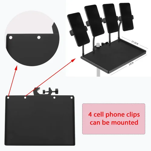 Vista 3 de 2 bandejas universales para micrófono, soporte ajustable para soporte de micrófono, bandeja de soporte para micrófono para hoja de música