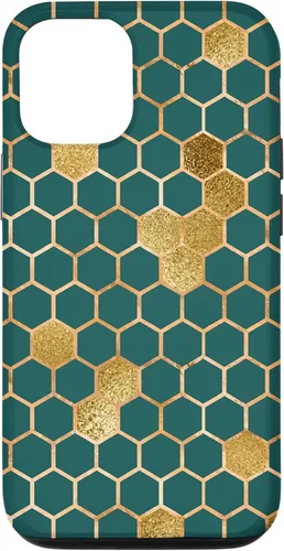 Vista 28 de Bees Honeycomb Pattern Print Honey Hexagon Bees Hive - Green Case for iPhone 17
