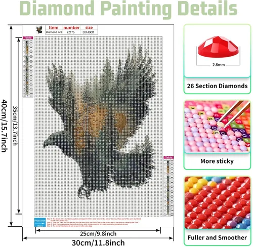 Vista 2 de Paquete de 6 kits de pintura de diamantes de animales para adultos, kits de arte de diamantes para adultos, kits de pintura de diamante 5D