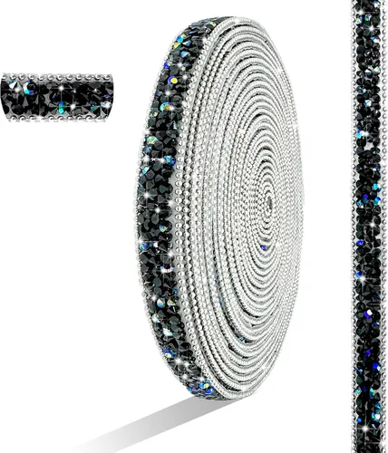 Vista 11 de Cinta de Diamantes de Imitación de Resina AB Autoadhesiva de 6 Yardas, Tiras de Cristal, Cinta Brillante de Diamantes de Imitación de Resina