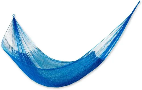 Vista 10 de NOVICA Hamaca de cuerda maya de nailon tejida a mano multicolor arcoíris a rayas para 1 persona, soñando con arcoíris (individual)