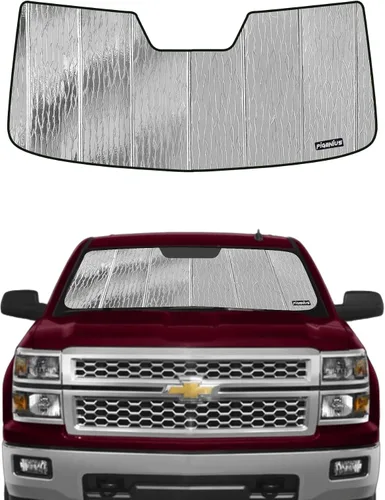 Vista 13 de Pigenius Parasol para parabrisas para Chevy Silverado/GMC Sierra 1500 2007-2013, 2500 3500 HD 2007-2014, acabado de cuero gris premium