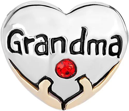 Vista 3 de CharmSStory Abalorios de cristal sintético con diseño de corazón y abuela para pulseras, Metal