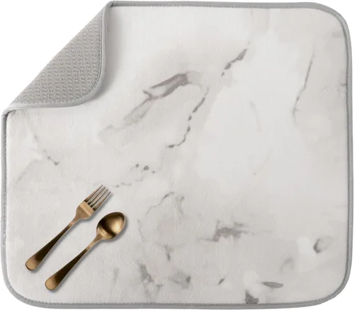 Vista 23 de S&T INC. Tapete de microfibra para secado de platos, reversible y absorbente para cocina, de 16 x 18 pulgadas, color negro