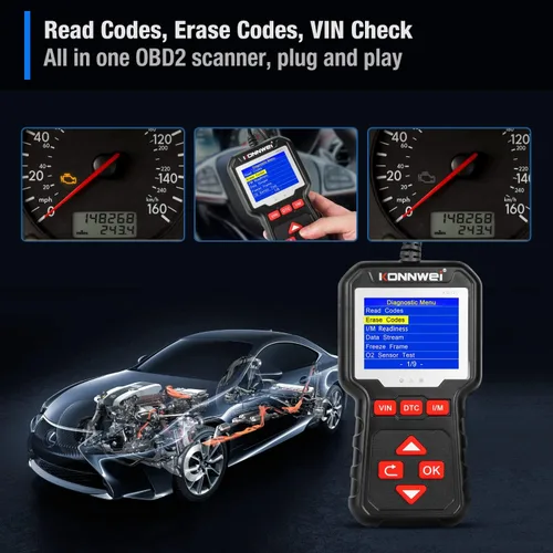Vista 5 de Escáner KW320 OBD2 + cargador de batería KW510