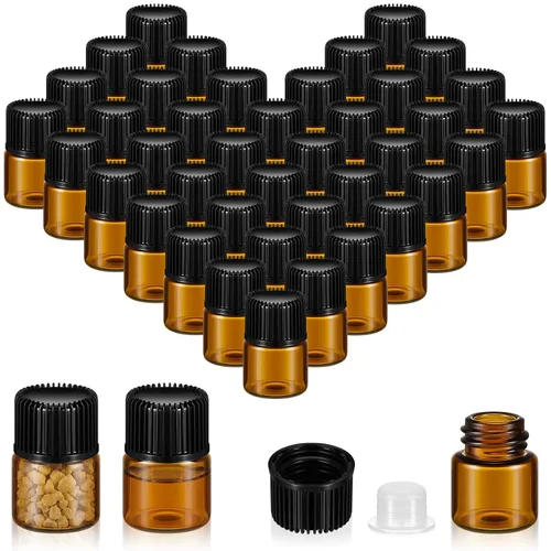 Vista 16 de Lallisa - 200 frascos de vidrio de 0.2 fl oz con tapas de rosca, botellas de vidrio pequeñas a prueba de fugas a granel, mini viales de muestra